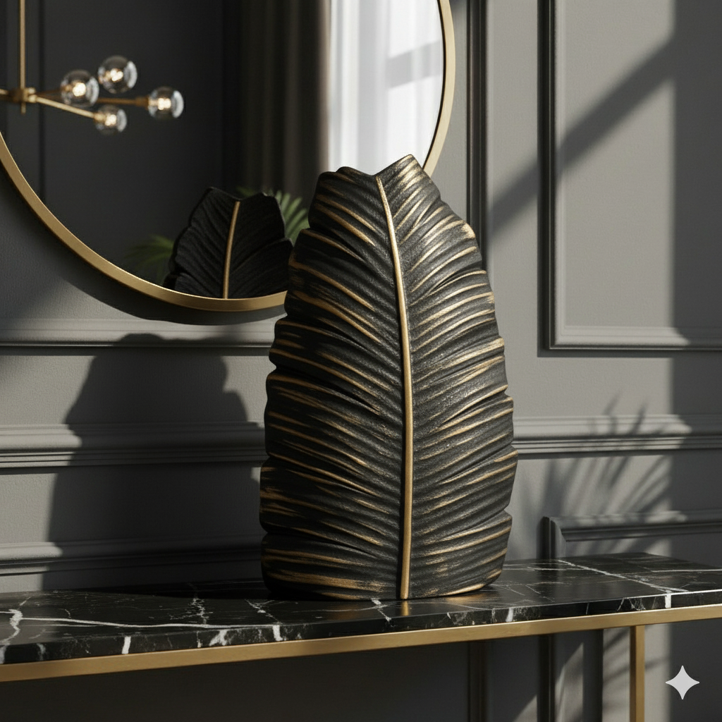 Black and Gold Leaf Vase