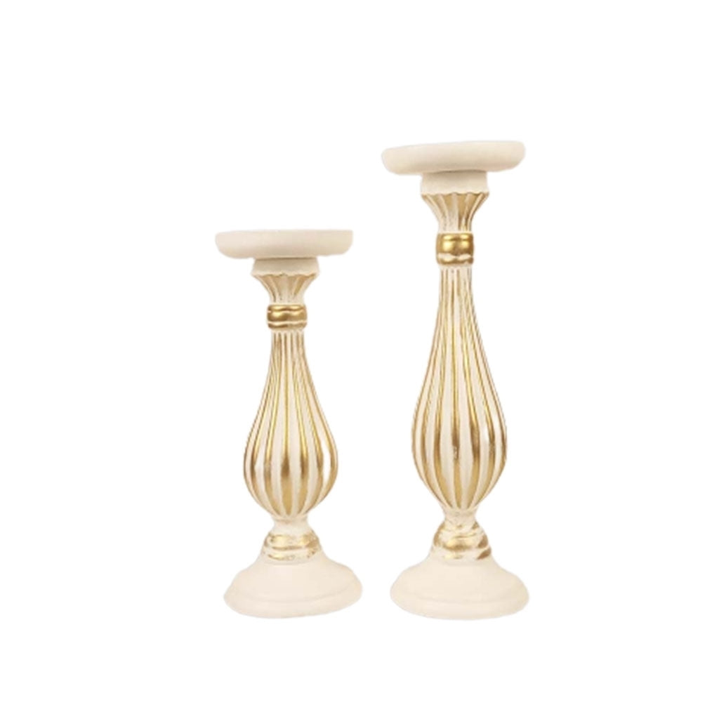 White & Gold Fluted Candlesticks