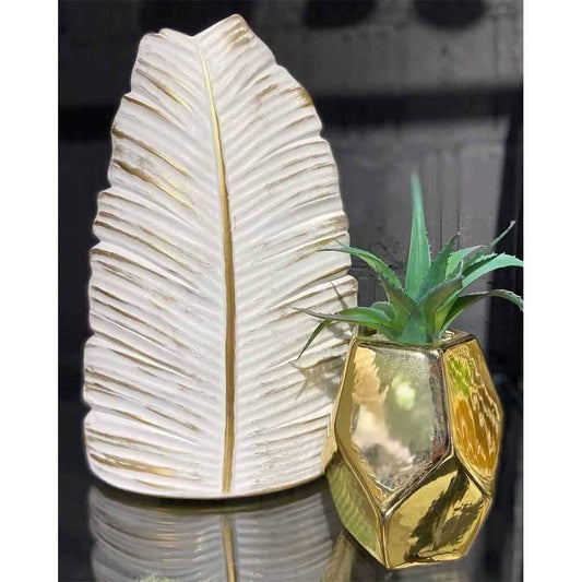White and Gold Leaf Vase