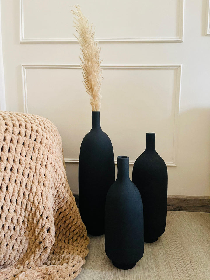 Bohemian Black Floor Vase Set