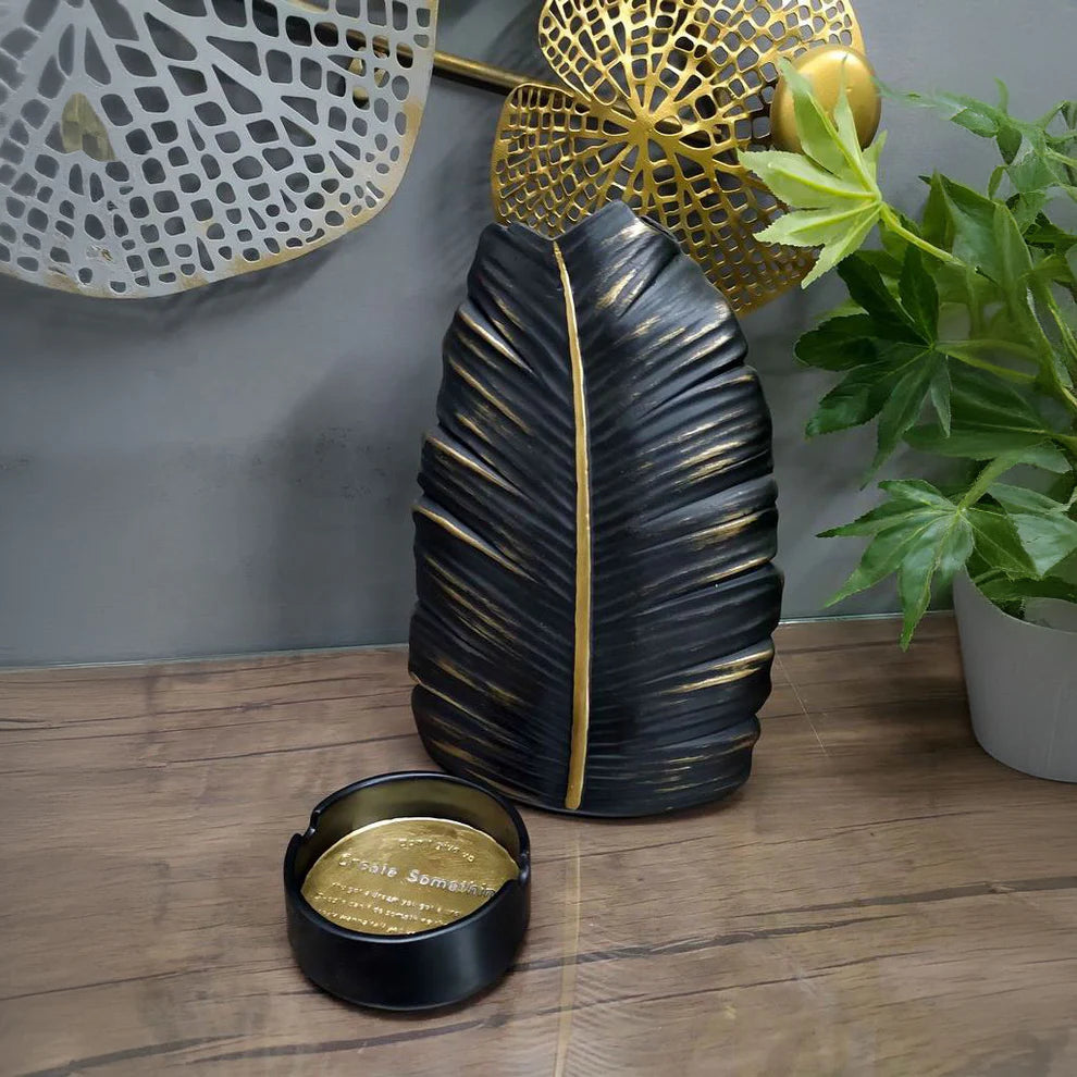 Black and Gold Leaf Vase