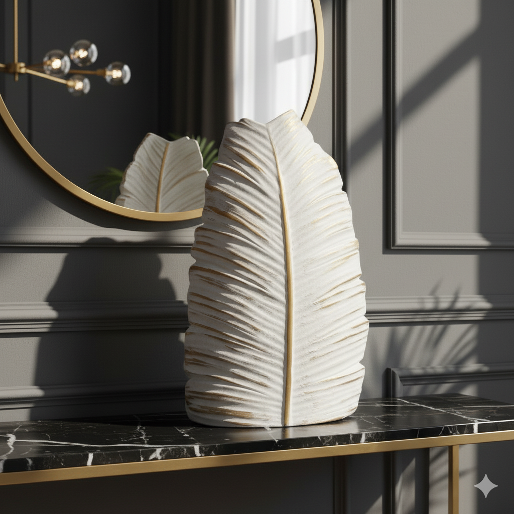 White and Gold Leaf Vase