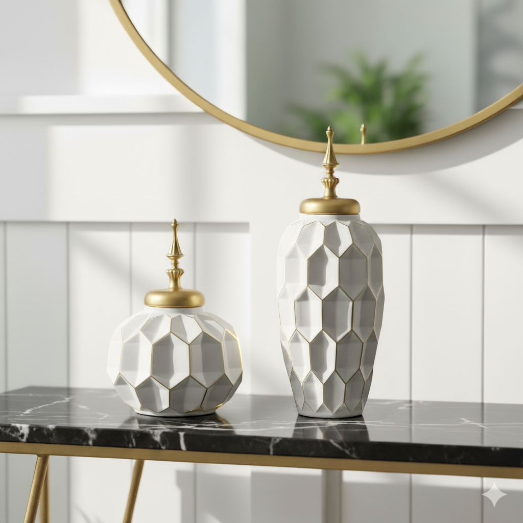 Hexa Glaze Round Ginger Jar