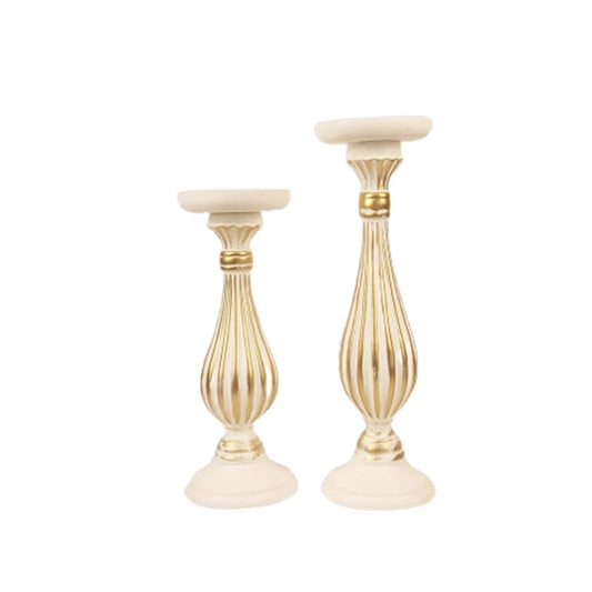White & Gold Fluted Candlesticks