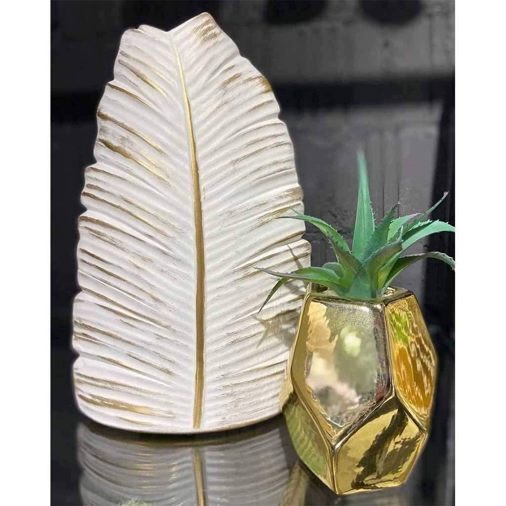 White and Gold Leaf Vase